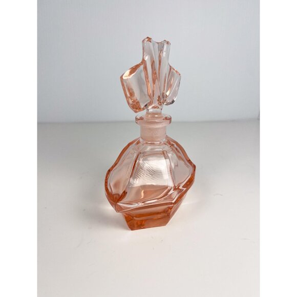 Vintage rose pink glass perfume bottle - Picture 2 of 8